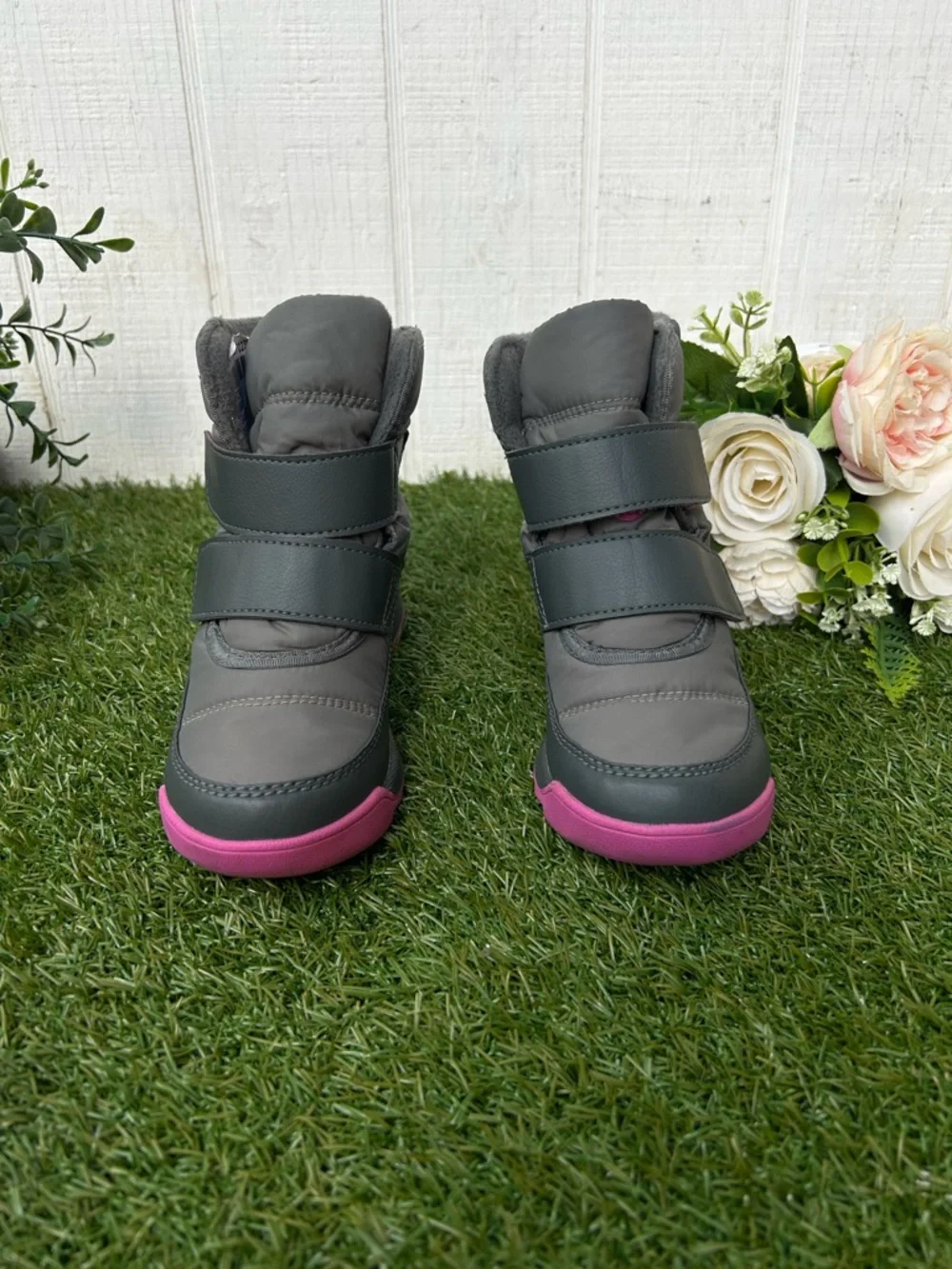Sorel Kids Waterproof Strap Snow Boots - Gray & purple size 12toddler girls new